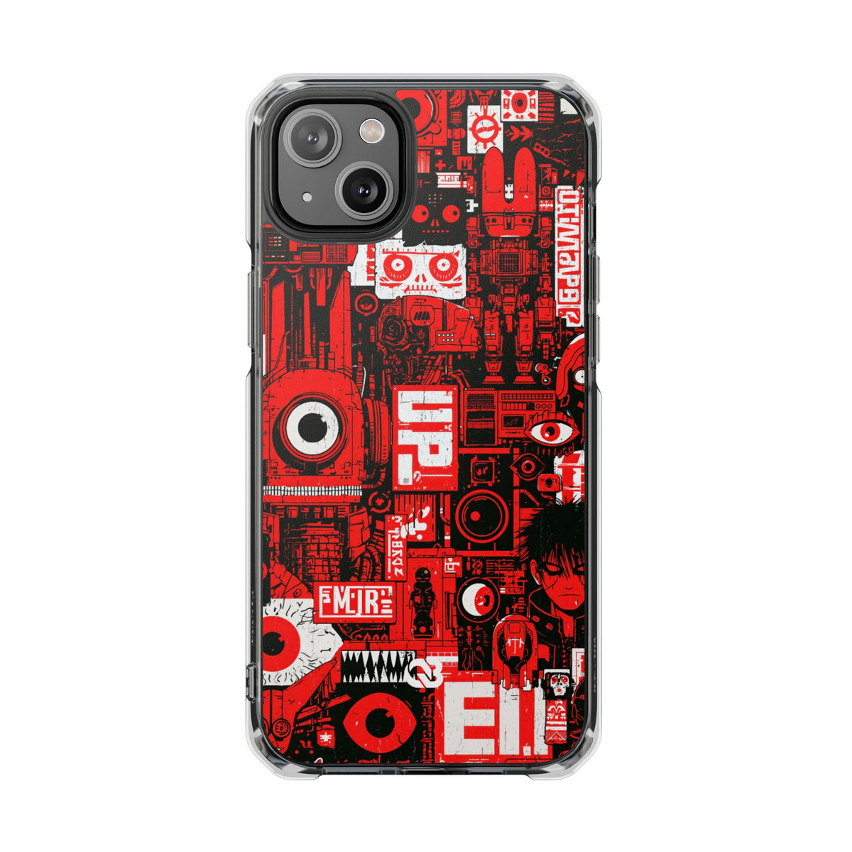 Neo Mecha Collage · Clear Impact Magnetic Phone Case for iPhone · Red