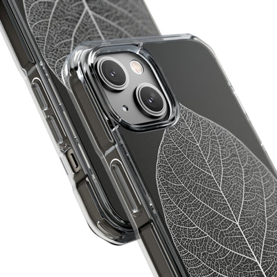 Black Impact MagSafe Phone Case for iPhone - Bleached Leaf Lattice