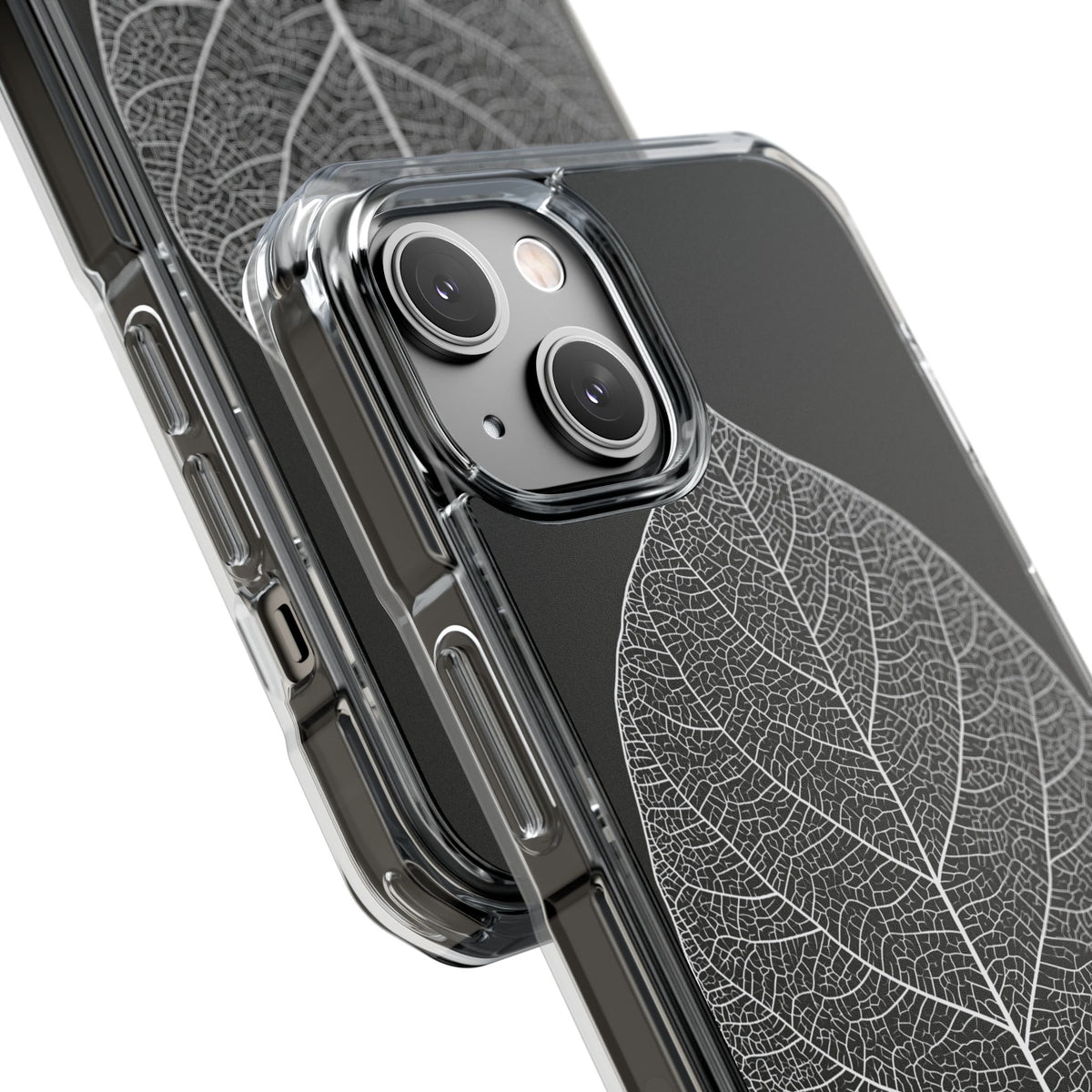 Monochrome Leaf Skeleton · Clear Impact Magnetic Phone Case for iPhone ·  Black