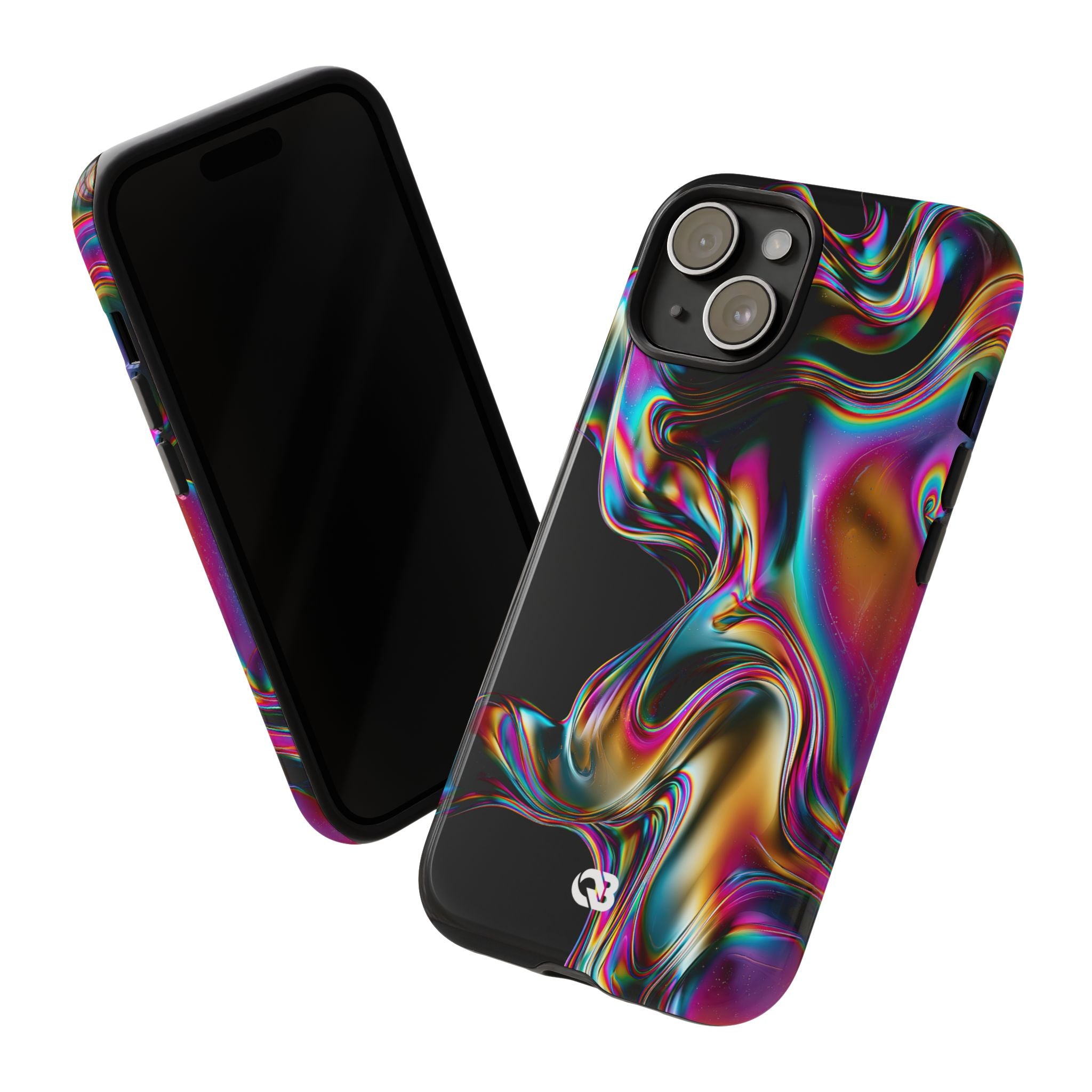 Purple Tough Phone Case for iPhone - Liquid Neon Chrome
