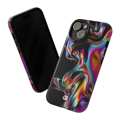 Purple Tough Phone Case for iPhone - Liquid Neon Chrome