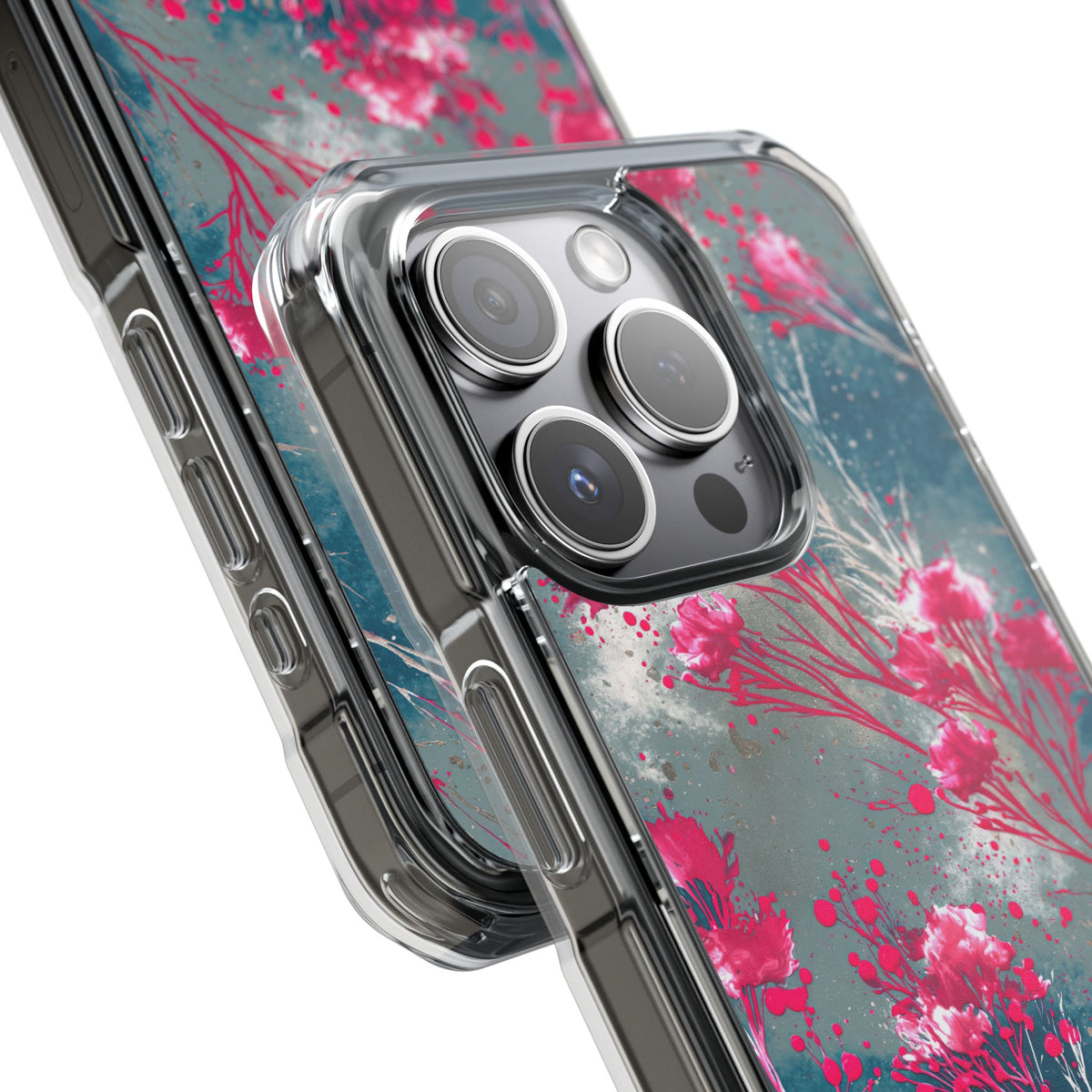 Cyber Blossom · Clear Impact Magnetic Phone Case for iPhone · Teal