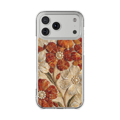 Carnelian Pearl Bloom · Clear Impact Magnetic Phone Case for iPhone · Orange