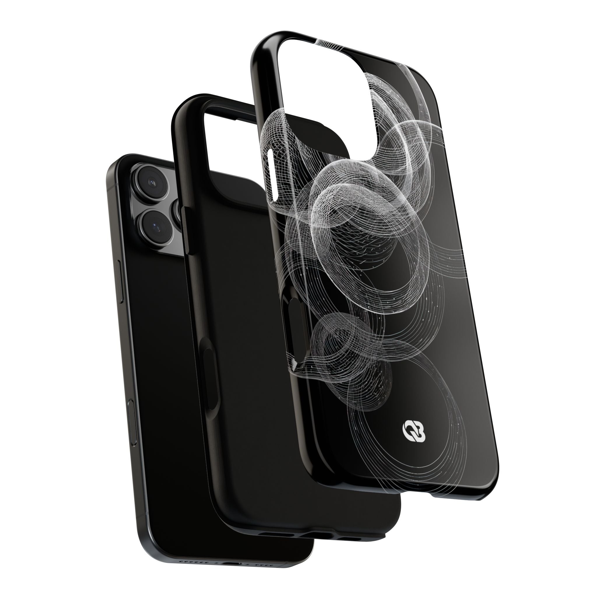 Black Tough Phone Case for iPhone - Kinetic Wireframe Orbit