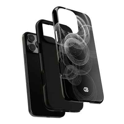 Black Tough Phone Case for iPhone - Kinetic Wireframe Orbit