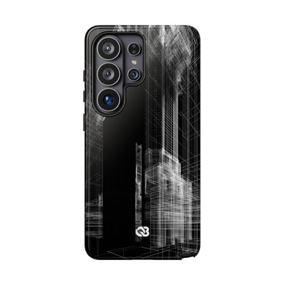 Black Tough Phone Case for Samsung - Ghost Urban Wireframe
