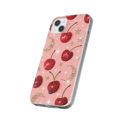 Bedazzled Ruby Cherries · Lite Phone Case for iPhone ·  Pink