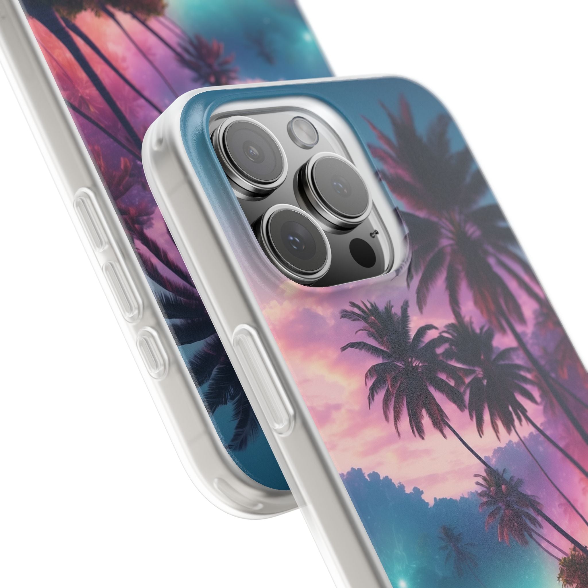 Neon Shore Palms · Soft Phone Case for iPhone