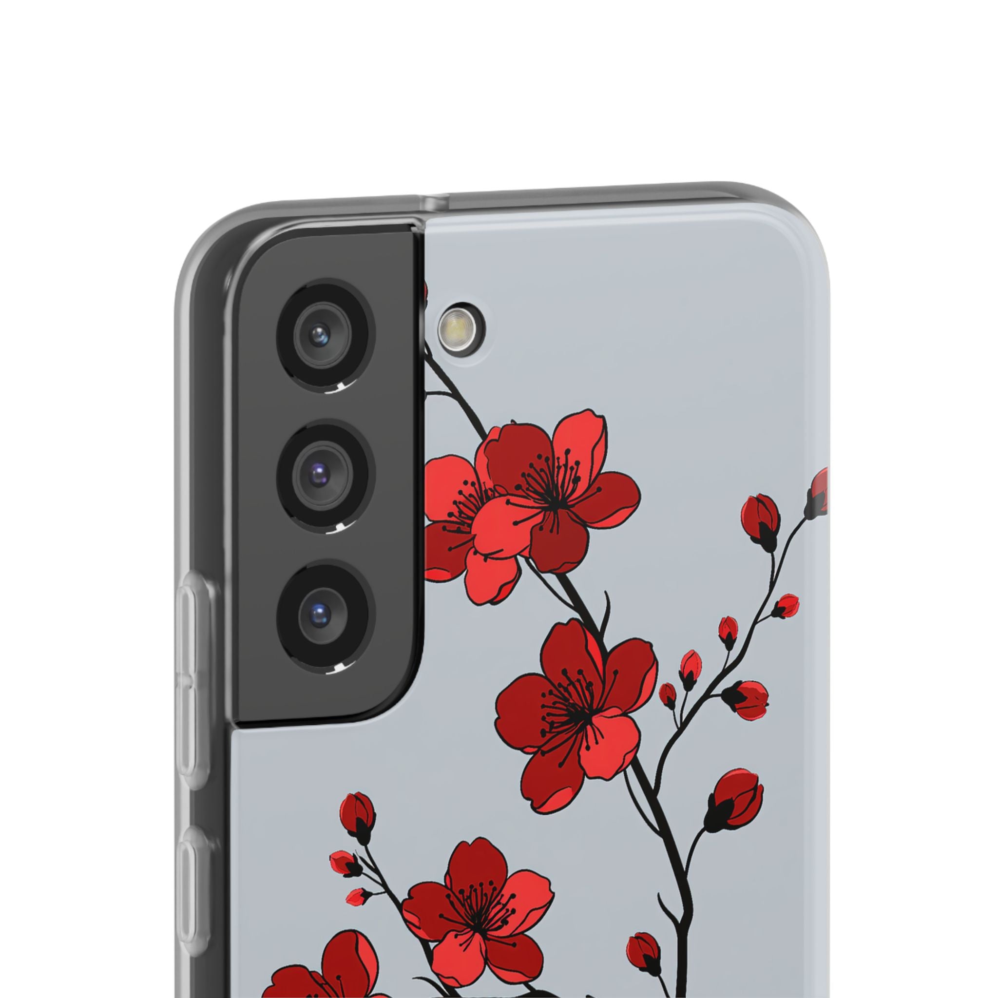 Grey Lite Phone Case for Samsung - Crimson Blossom Onyx