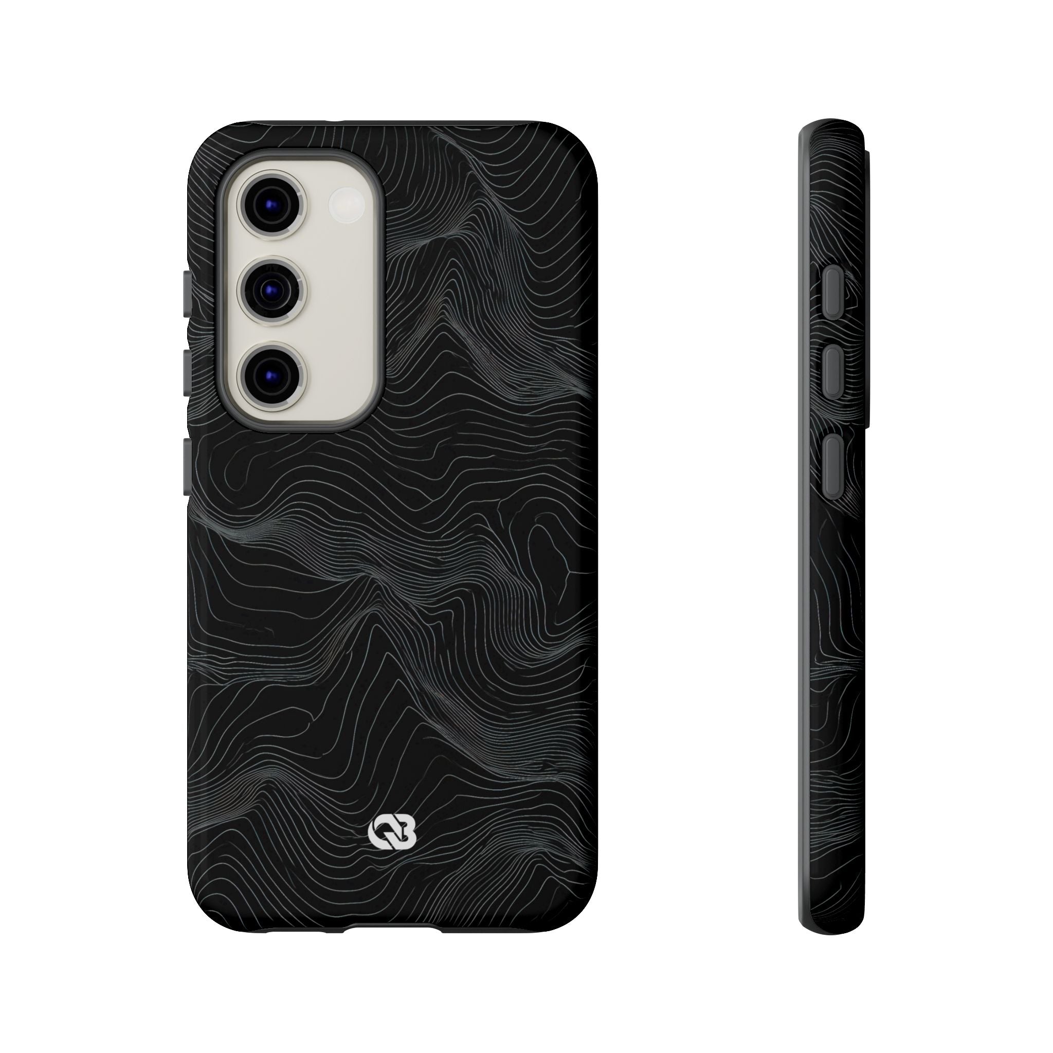 Black Tough Phone Case for Samsung - Obsidian Topo Wireframe