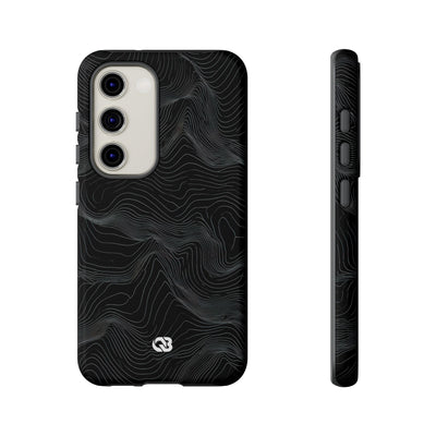 Black Tough Phone Case for Samsung - Obsidian Topo Wireframe