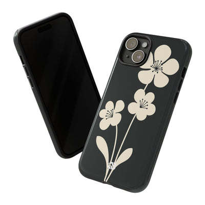 Black Tough Phone Case for iPhone - Obsidian Cream Bloom