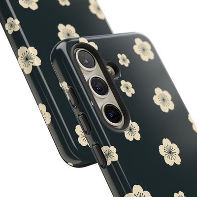 Teal Tough Phone Case for Samsung - Obsidian Cream Petals
