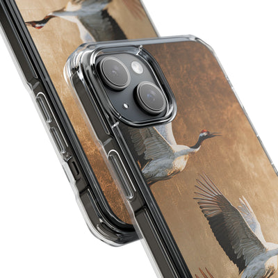 Golden Crane Flight · Clear Impact Magnetic Phone Case for iPhone · Gold
