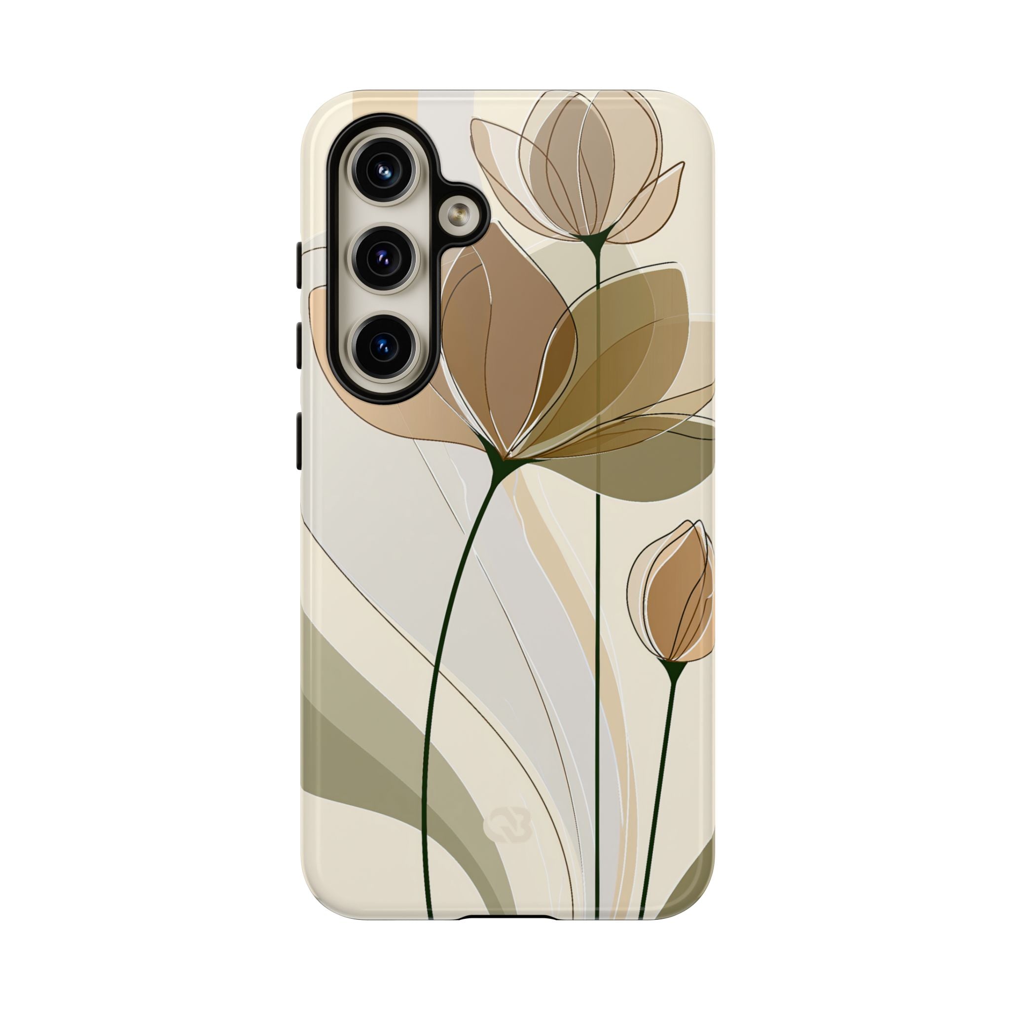 Beige Tough Phone Case for Samsung - Muted Ochre Petals