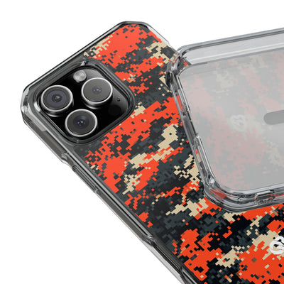 Signal Pixel Camo · Clear Impact Magnetic Phone Case for iPhone ·  Orange