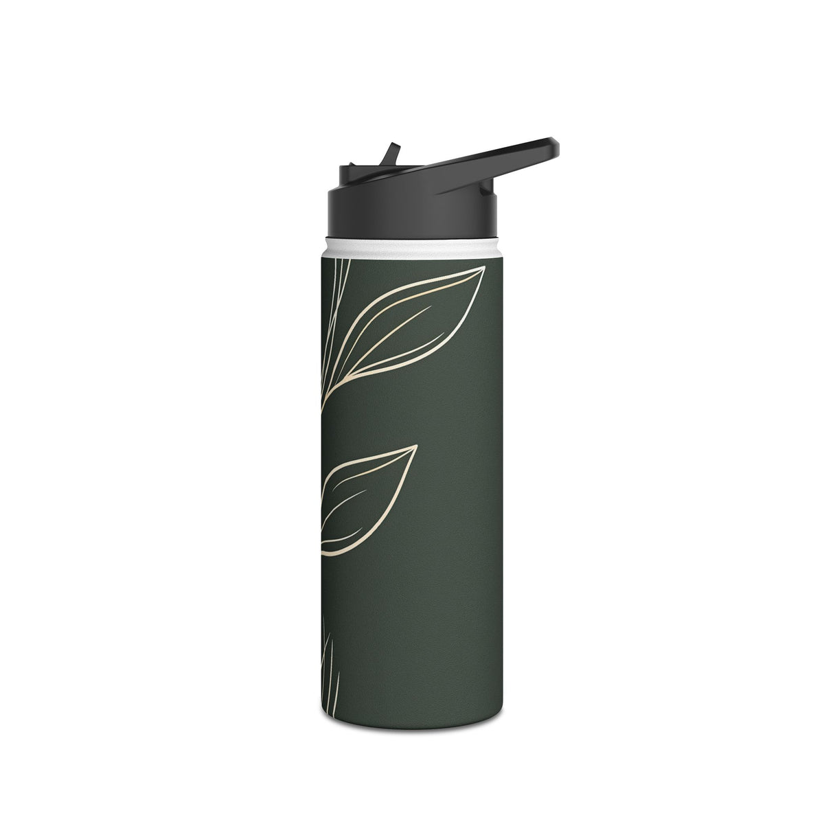 Minimal Botanical Stem · Insulated Water Bottle · Green