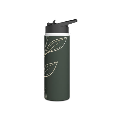 Minimal Botanical Stem · Insulated Water Bottle · Green