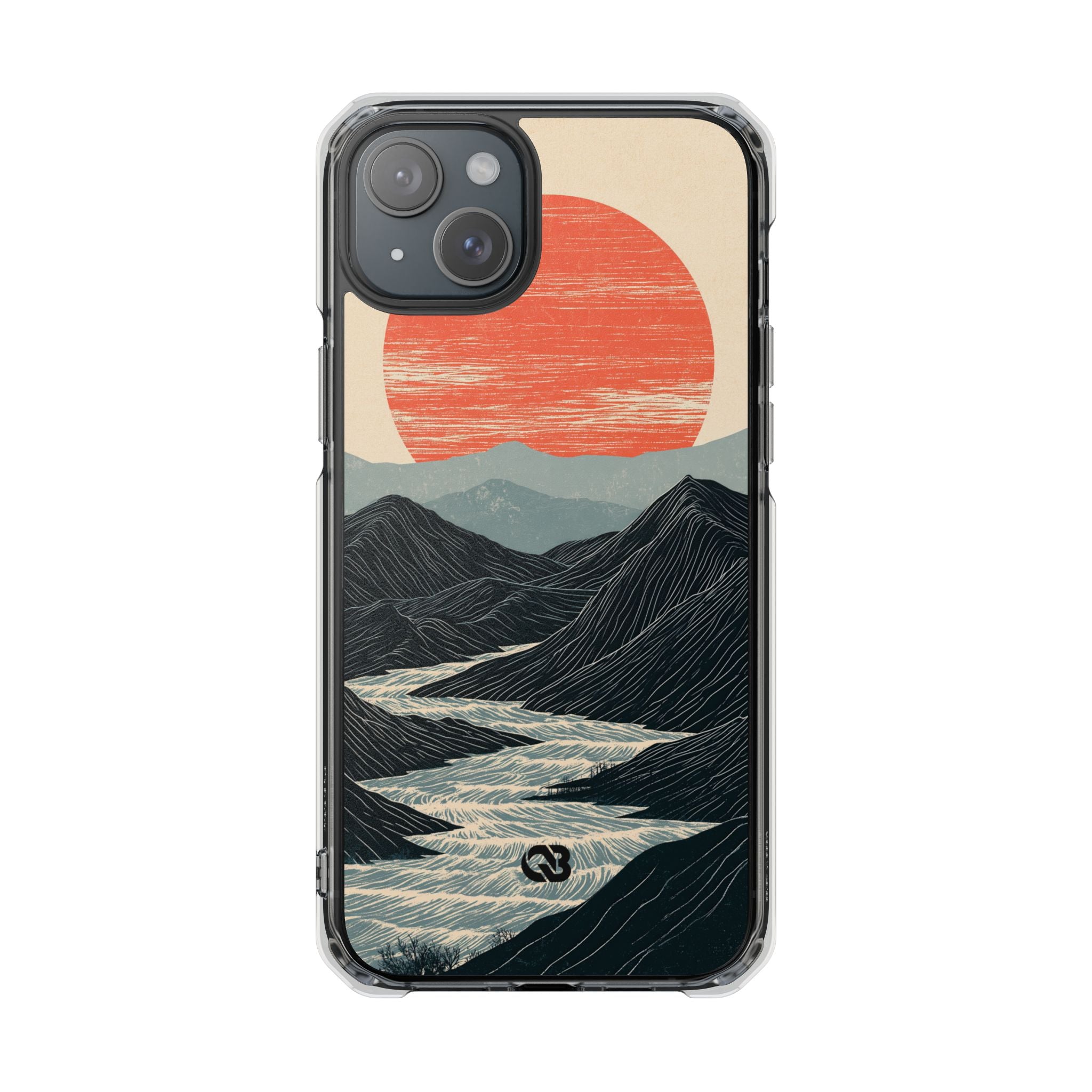 Beige Impact MagSafe Phone Case for iPhone - Crimson Ridge Flow