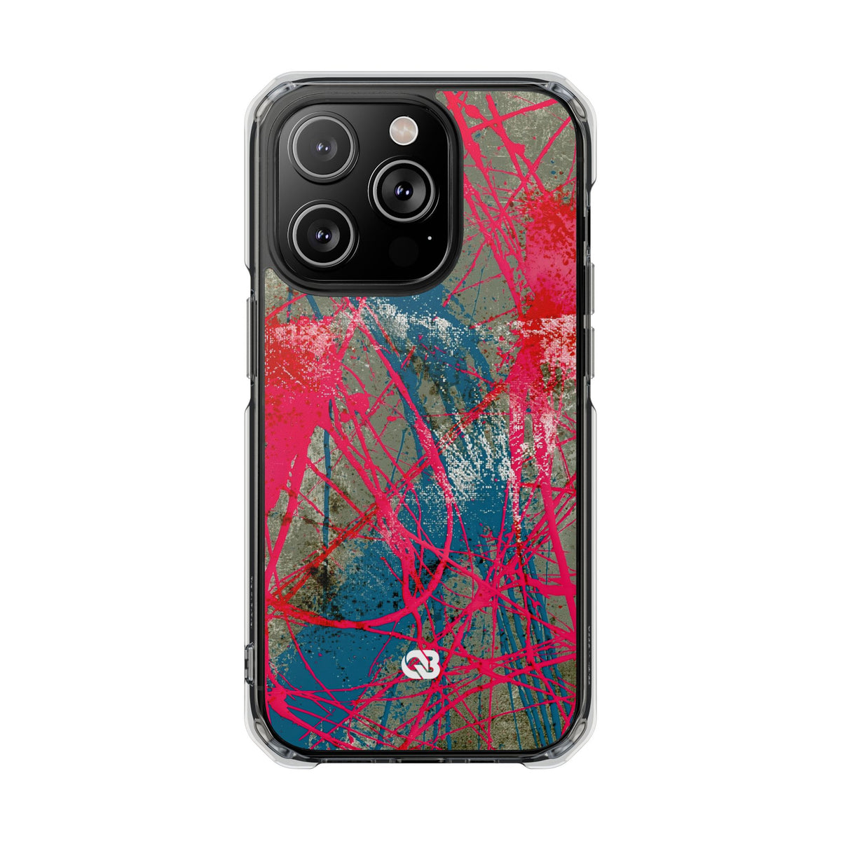 Neon Static Drip · Clear Impact Magnetic Phone Case for iPhone · Pink