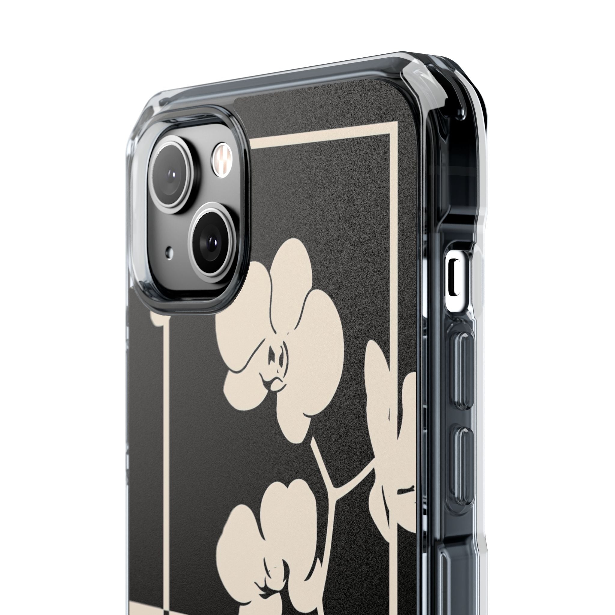 Beige Impact MagSafe Phone Case for iPhone - Nocturnal Orchid Frame