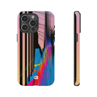 Blue Tough Phone Case for iPhone - Fractured Data Skyline