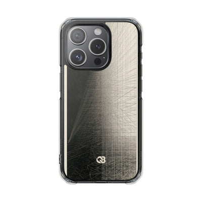 Beige Impact MagSafe Phone Case for iPhone - Brutalist Graphite Grid