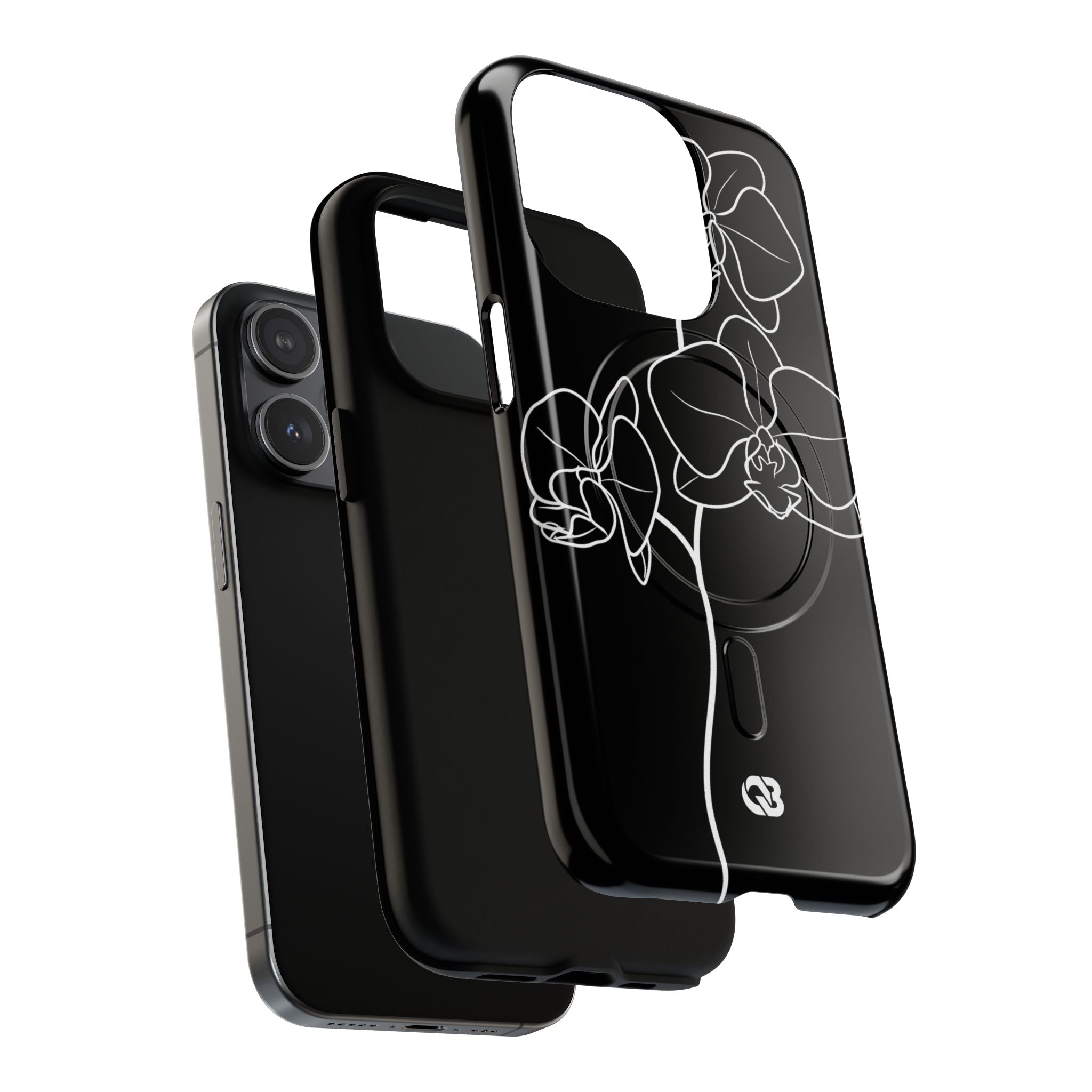 Black Tough 2.0 Magsafe Phone Case for iPhone - Noir Alabaster Orchid
