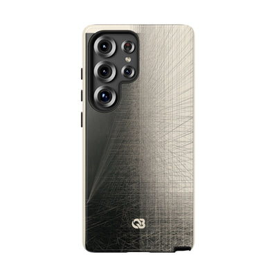 Beige Tough Phone Case for Samsung - Brutalist Graphite Grid