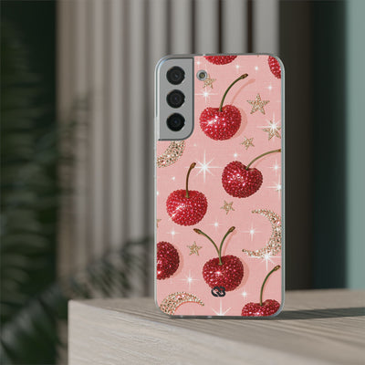 Bedazzled Ruby Cherries · Lite Phone Case for Samsung · Pink