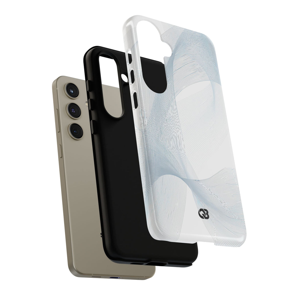 White Tough Phone Case for Samsung - Arctic Line Current