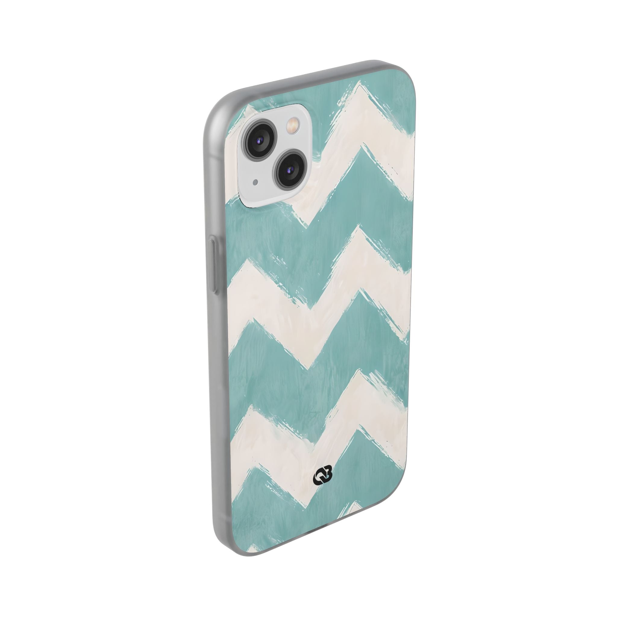 Teal Painted Chevron · Soft Phone Case for iPhone
