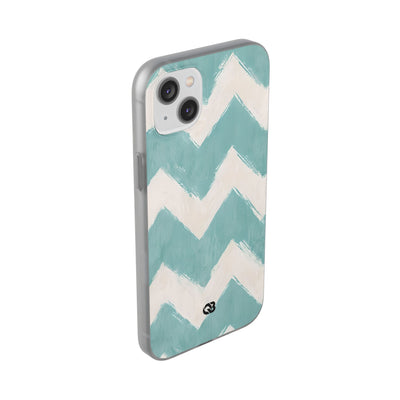 Teal Painted Chevron · Soft Phone Case for iPhone