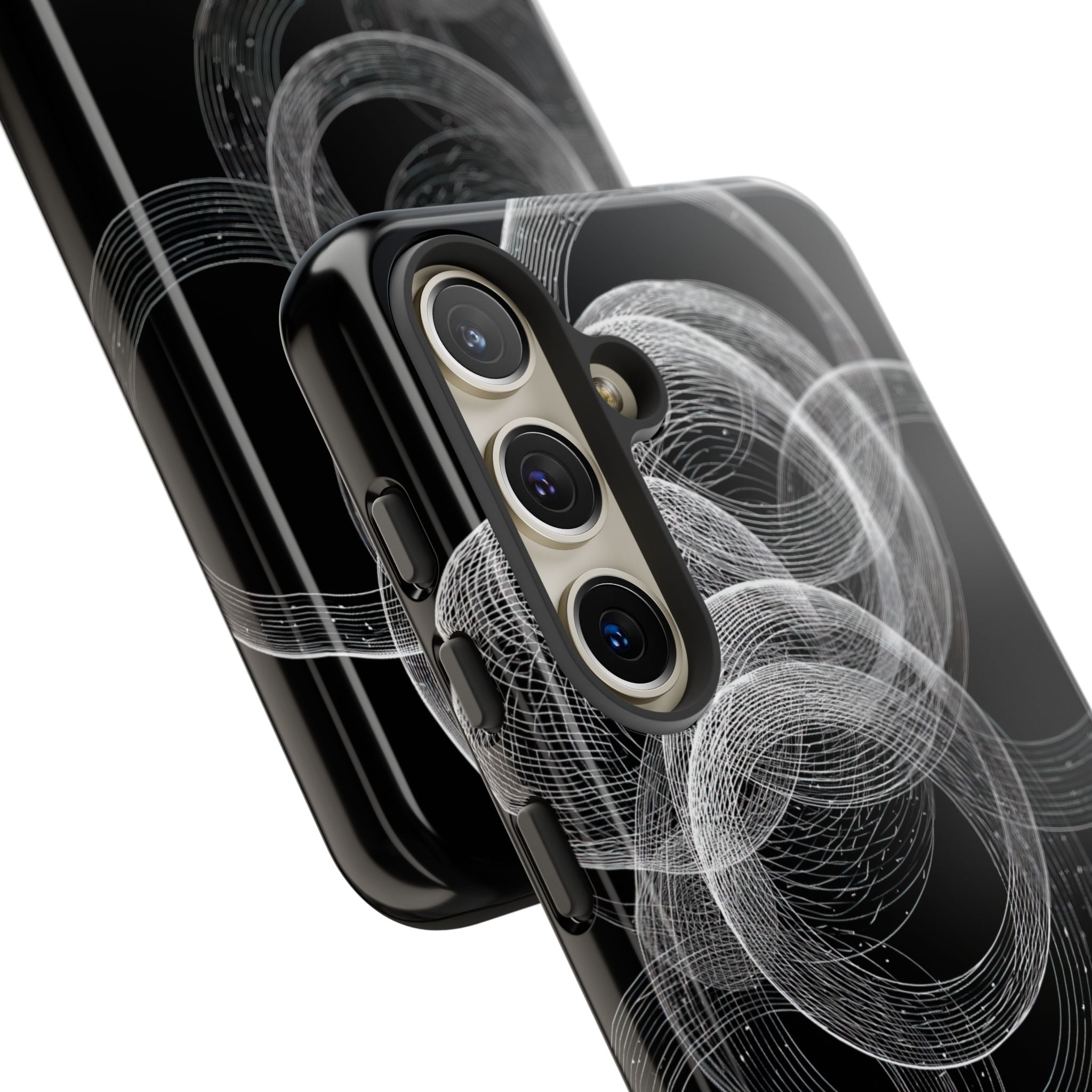 Black Tough Phone Case for Samsung - Kinetic Wireframe Orbit