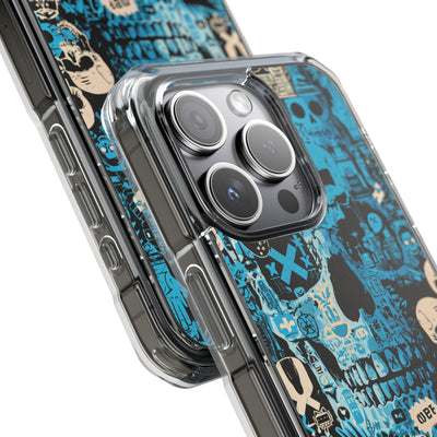 Electric Skull Graffiti · Clear Impact Magnetic Phone Case for iPhone · Blue