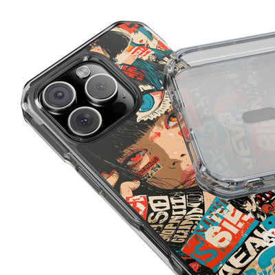 Shibuya Street Collage · Clear Impact Magnetic Phone Case for iPhone · Red
