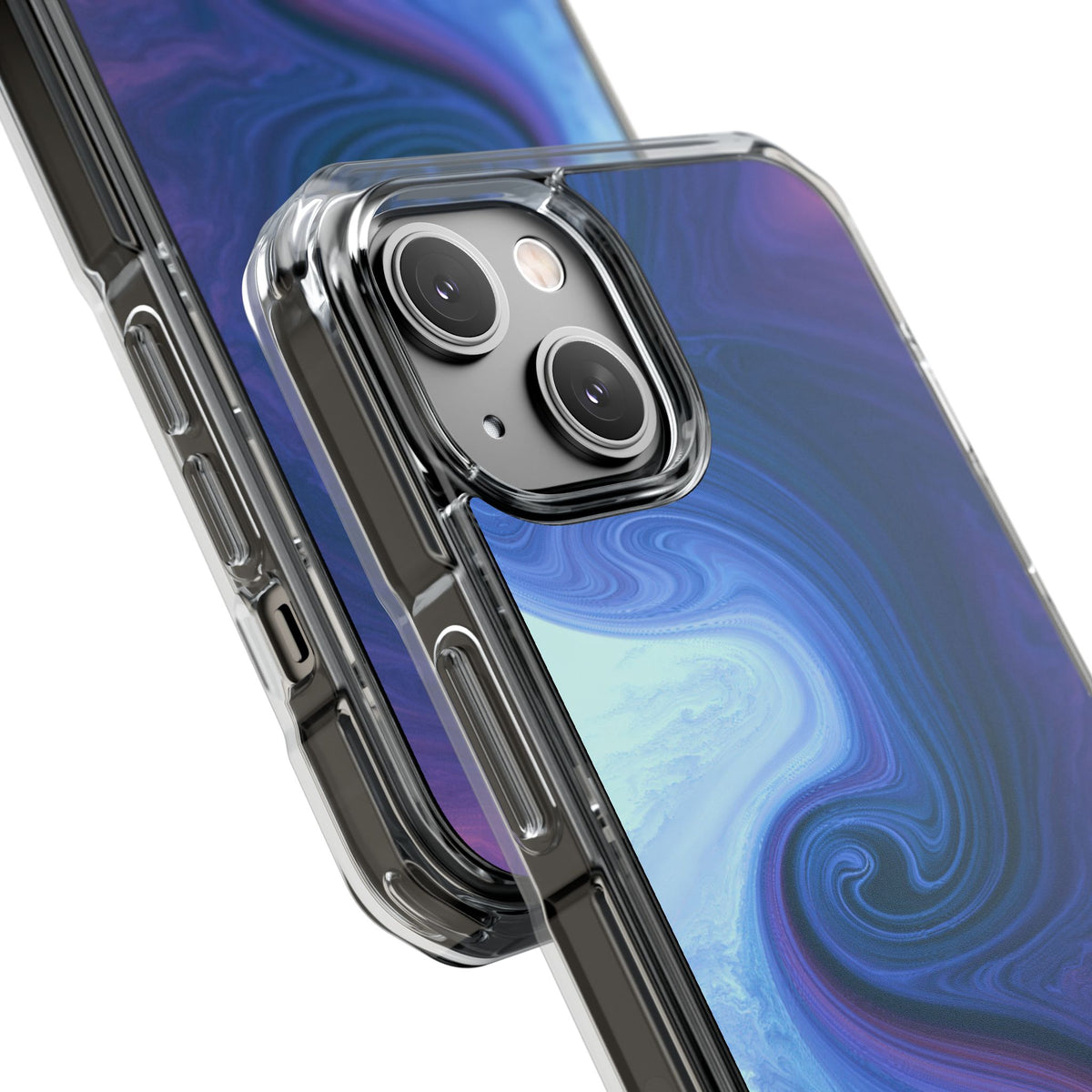 Azure Fluid Swirl · Clear Impact Magnetic Phone Case for iPhone · Blue