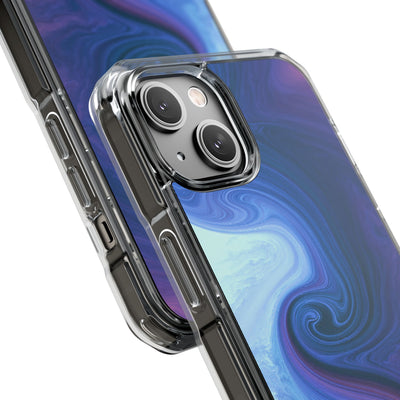Azure Fluid Swirl · Clear Impact Magnetic Phone Case for iPhone · Blue