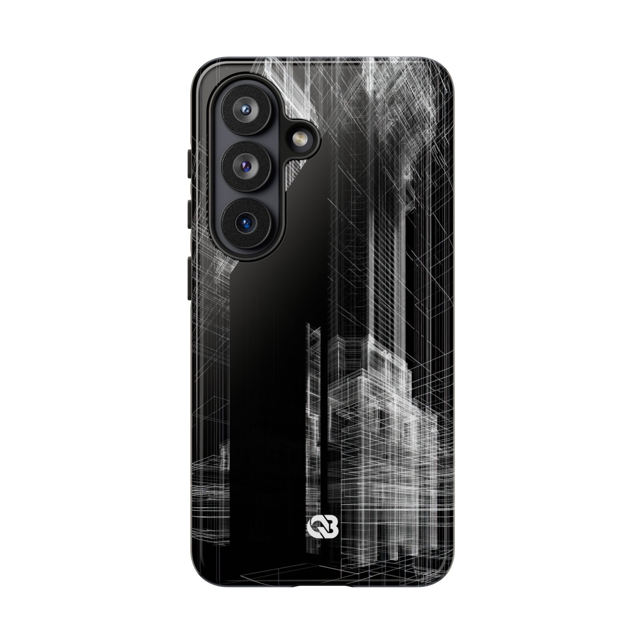 Black Tough Phone Case for Samsung - Ghost Urban Wireframe