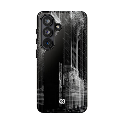 Black Tough Phone Case for Samsung - Ghost Urban Wireframe