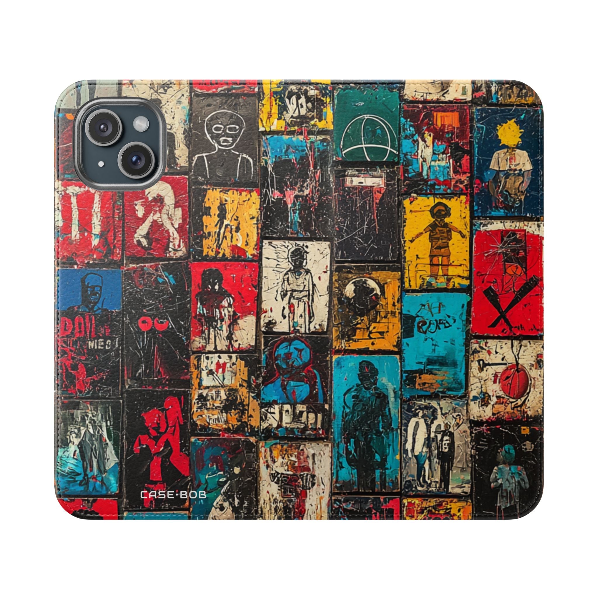 Portrait Grid Crimson - iPhone 15 Plus Case - Wallet