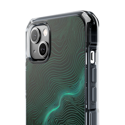 Teal Impact MagSafe Phone Case for iPhone - Neon Jade Contour