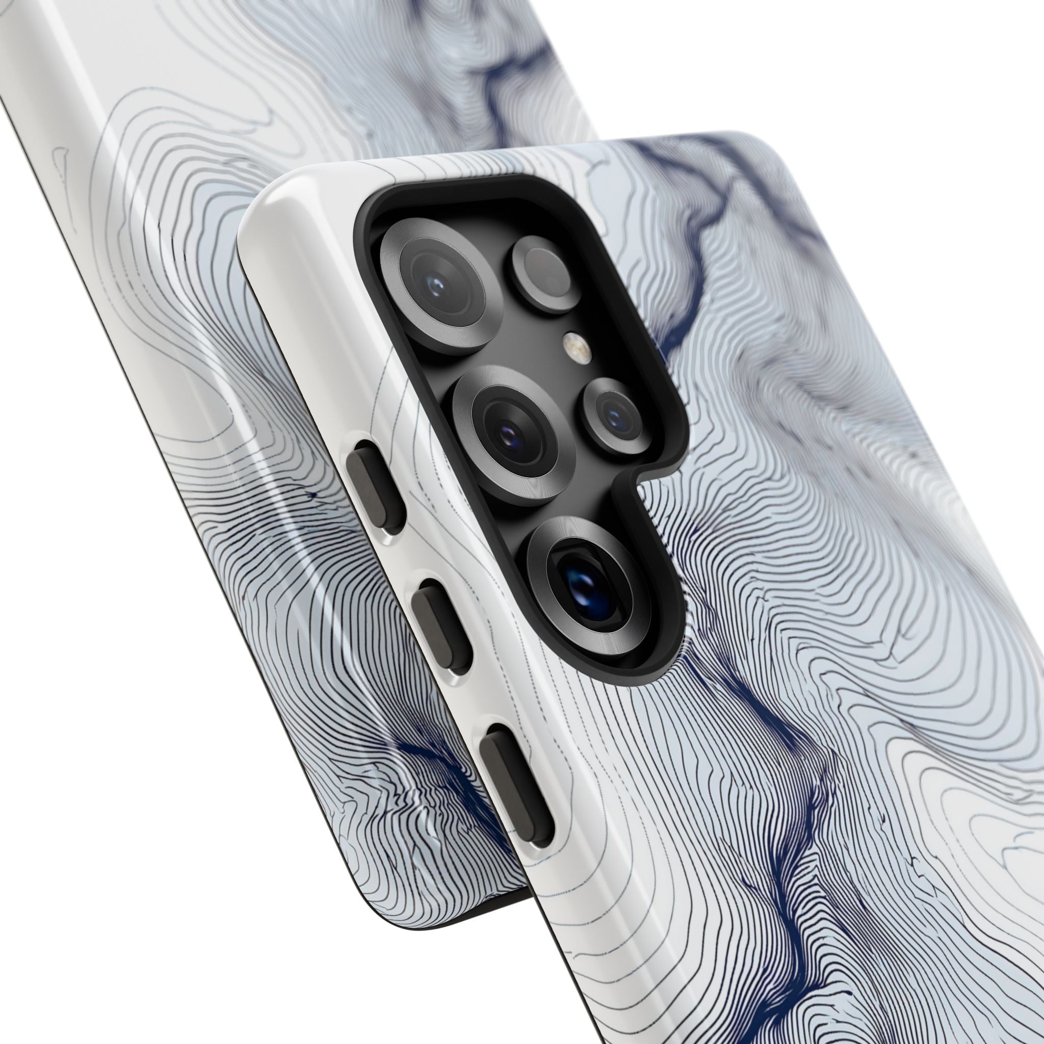 White Tough Phone Case for Samsung - Nordic Ridge Topo