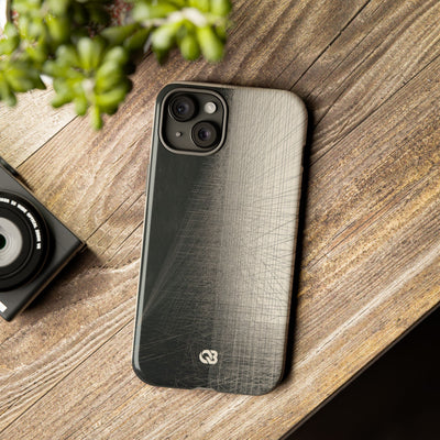 Beige Tough Phone Case for iPhone - Brutalist Graphite Grid