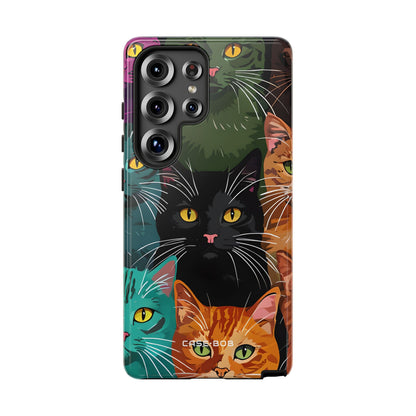 Teal Cat Grid Samsung S25 Ultra Case - Tough