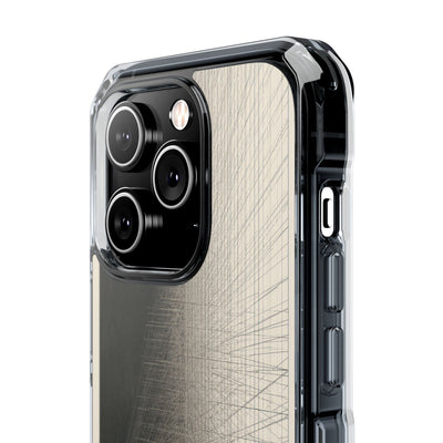 Beige Impact MagSafe Phone Case for iPhone - Brutalist Graphite Grid