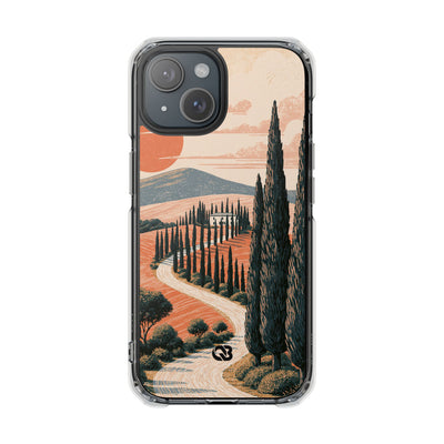 Tuscan Cypress Horizon · Clear Impact Magnetic Phone Case for iPhone ·  Orange