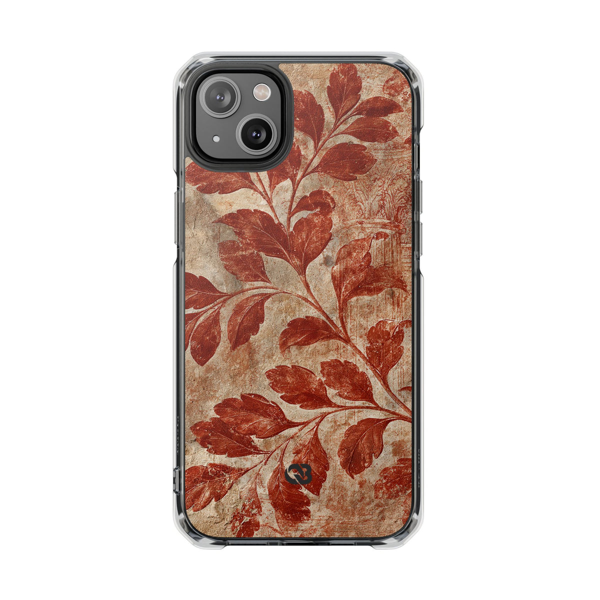 Terracotta Botanical Fresco · Clear Impact Magnetic Phone Case for iPhone · Red