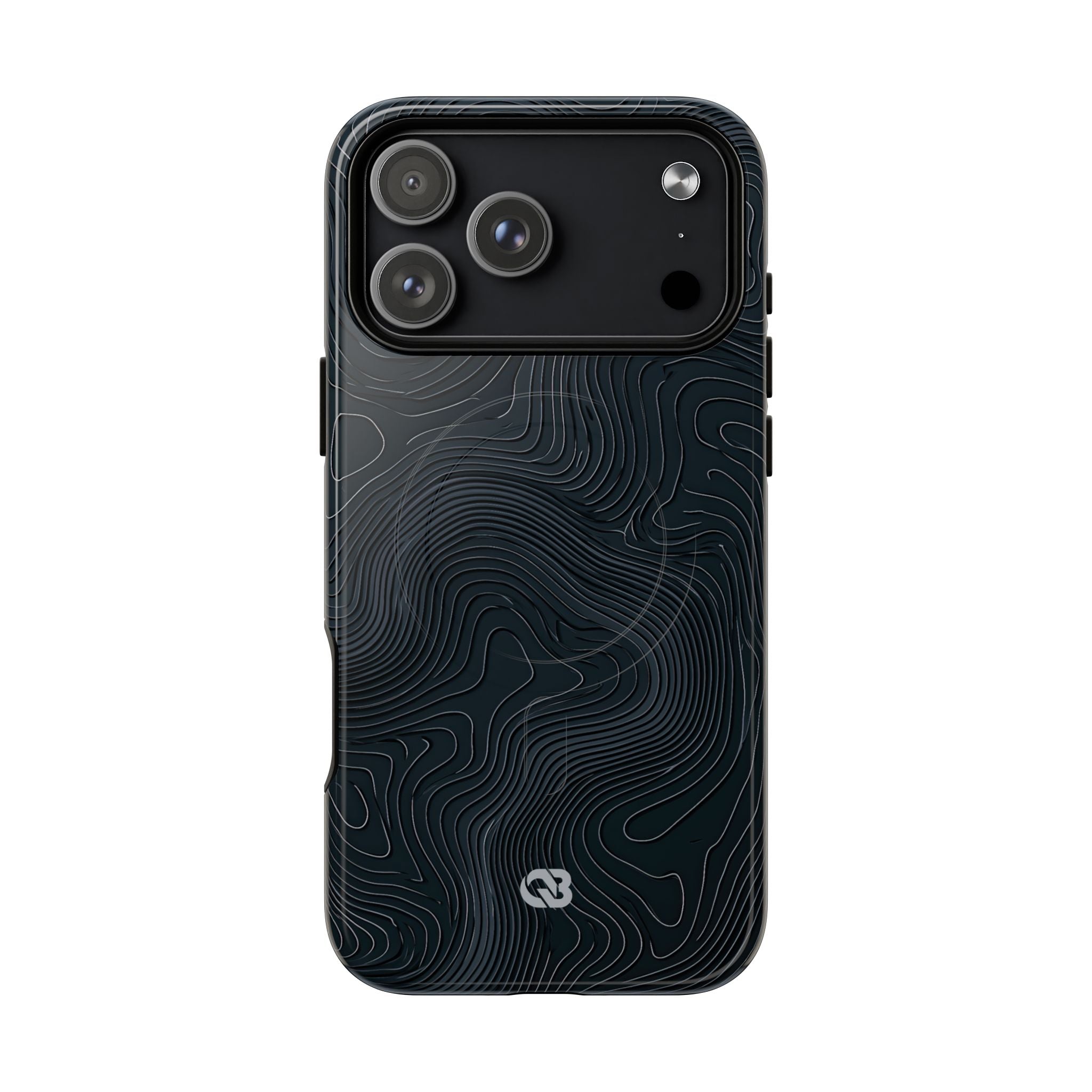 Black Tough 2.0 Magsafe Phone Case for iPhone - Obsidian Ridge Topo