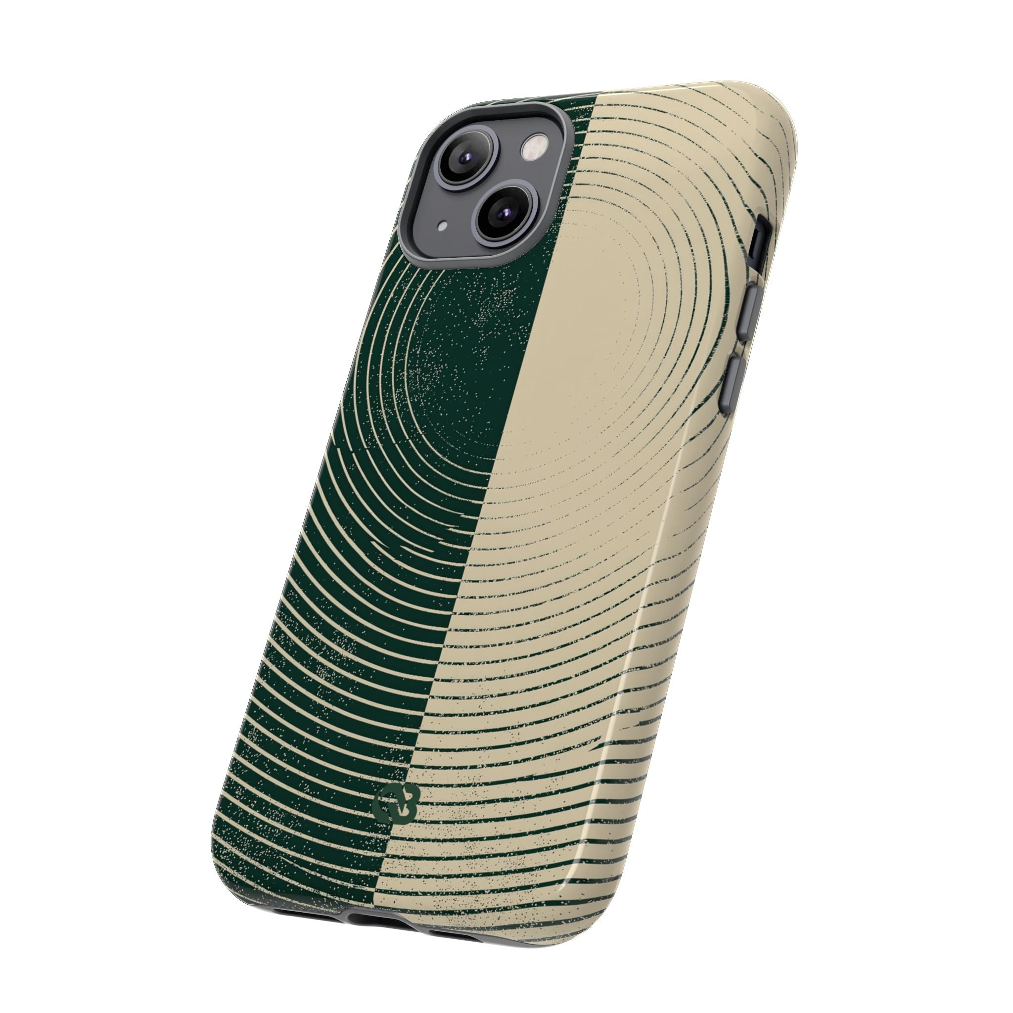 Green Tough Phone Case for iPhone - Evergreen Split Grain